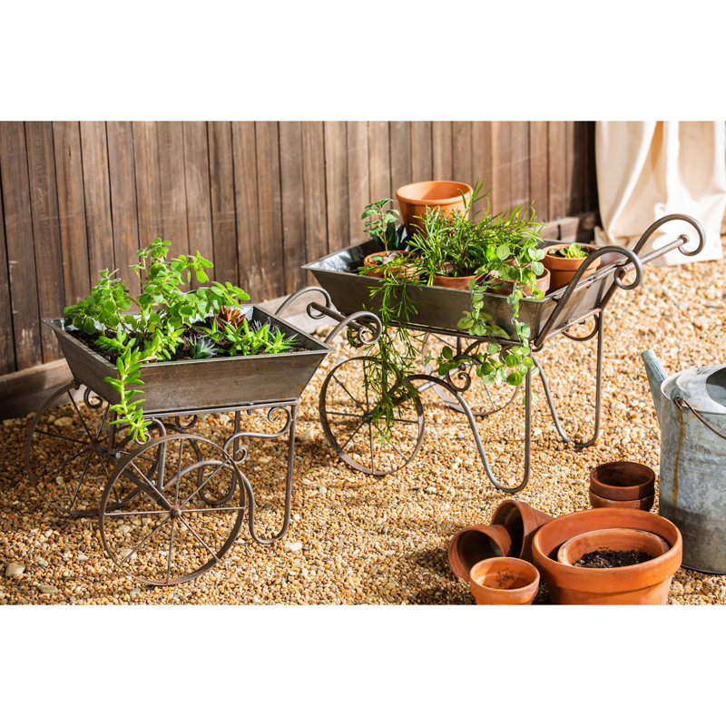 Ensemble de 2 pots de fleurs statue galvanisée Emily
