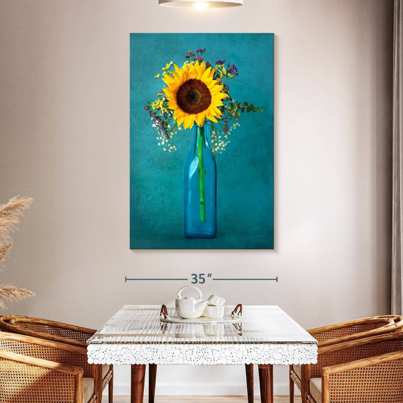 Harnek tournesol dans un vase, H 51 po x l 34 po