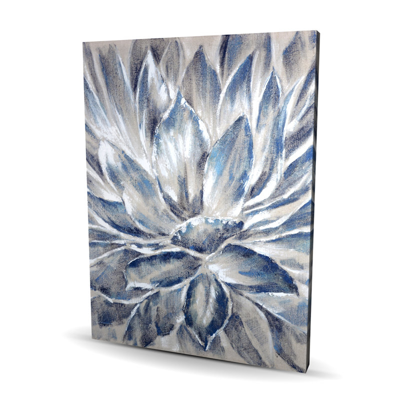 Fleur bleue et grise - Toile bleue botanique pour la décoration intérieure