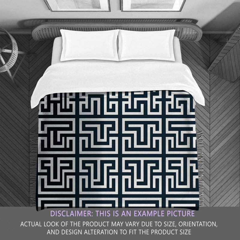 Polyester Comforter, Twin Extra Long Comforter, Gray/Navy Geometric