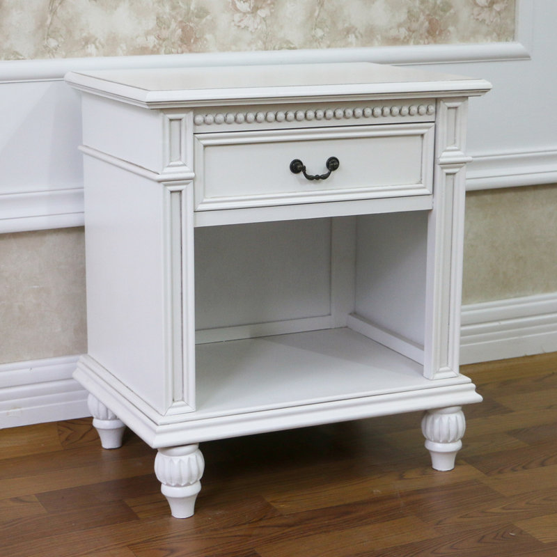 Table de chevet 1 tiroir Aodee, Blanc antique