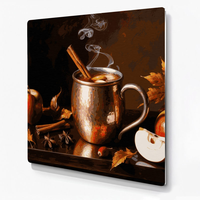 Art mural en métal brun de Noël avec pomme chaude et bâtons de cannelle, H 144 po x l 144 po x P 0,05 po
