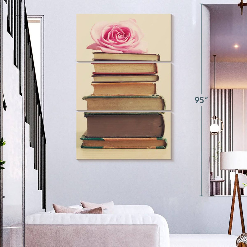 Kerner Rose On Books, 74" H x 48" W