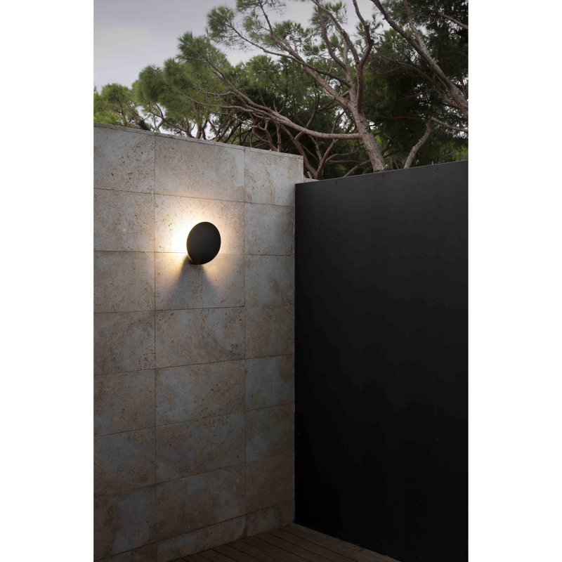 Alvez-Capo Dark Grey 11cm H Integrated LED Frosted Glass Outdoor Armed Sconce