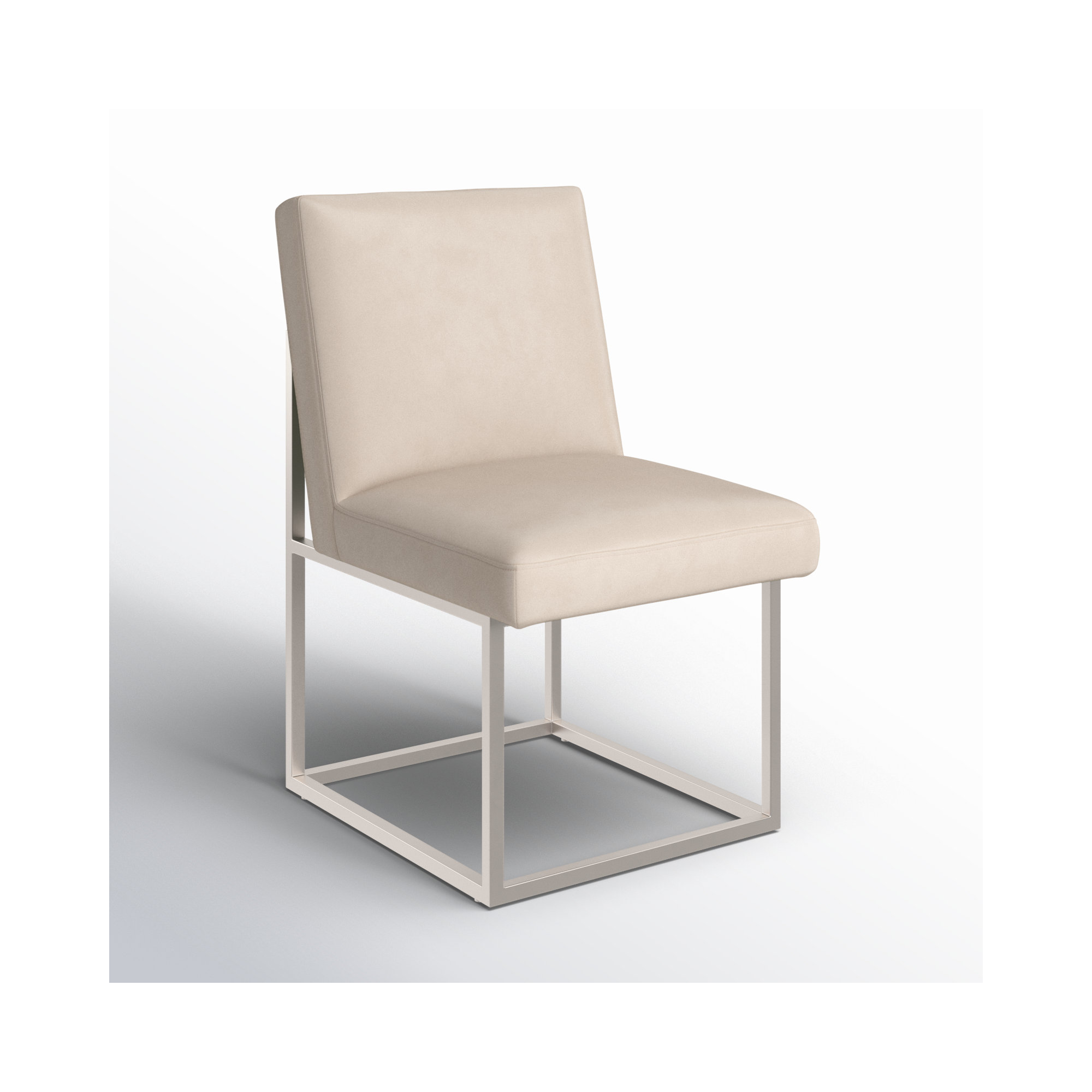 Athens Upholstered Stainless Steel Side Chair, Silver, Taupe Velvet