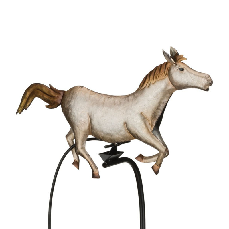 Galvanized Metal Horse Rocker Stake with Gold Accents