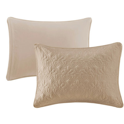 Khaki King 3 Piece Bedspread - Pleated Split Corner Style, Microfiber Material, Allergen- Fill Solid, 100% Fill, Bedding