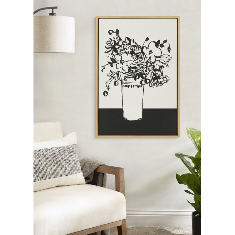 «1043 Black and White Vase» par Teju Reval, reproduction d'art sur toile encadrée, Naturel