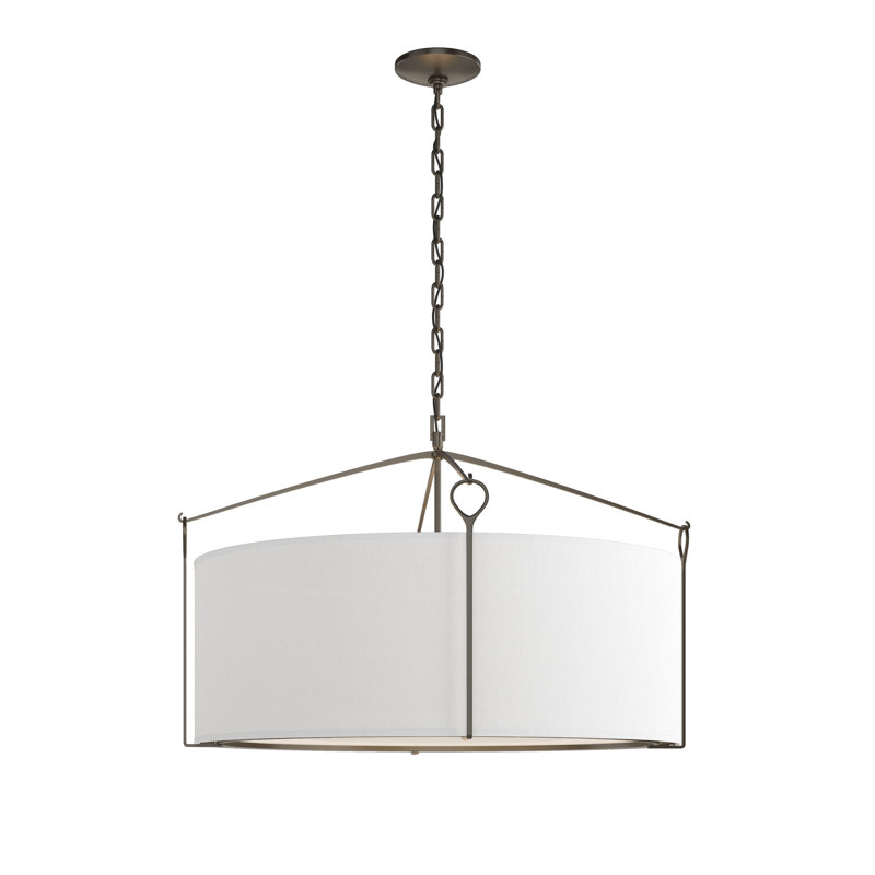 Bow 4 - Light Drum Chandelier, Natural Anna, 19.4" H x 30" W x 30" D, Oil Rubbed Bronze