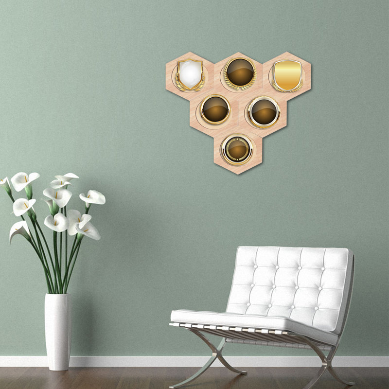 High Quality Solid Wood Hexagon Medal Stands