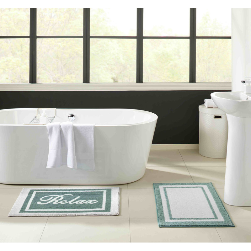 Ensemble de tapis de bain 2 pièces Sunbriar, Aqua / blanc