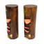 Ensemble de 2 statues tropicales tiki en bois brun sculpté à la main, tortue et palmier, 8 pouces de haut