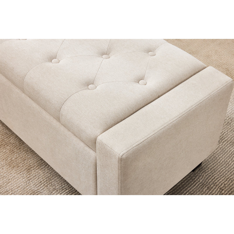 Banc avec repose-pieds 48,4 po avec rangement, Beige