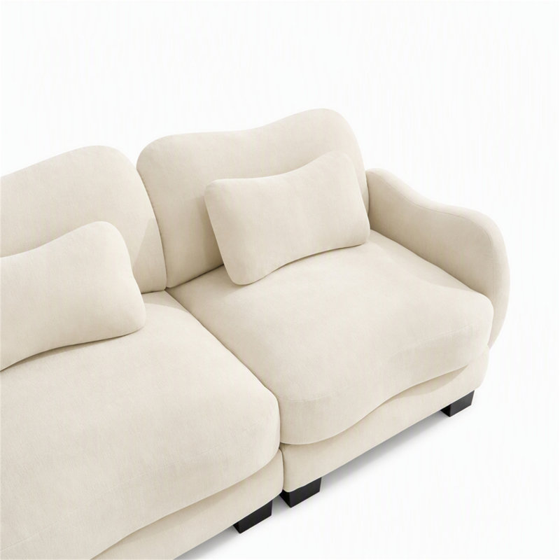 Canapé de soutien en chenille avec coussin de taille délicate, conception courbée, base et accoudoirs ergonomiques, coussin de soutien doux, assemblage facile pour le salon et la chambre à coucher