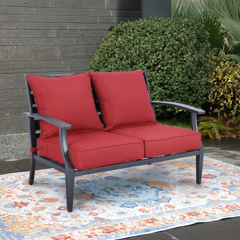 Outdoor Deep Seat Chair Cushion Set, Red, 23" W x 25.5" D