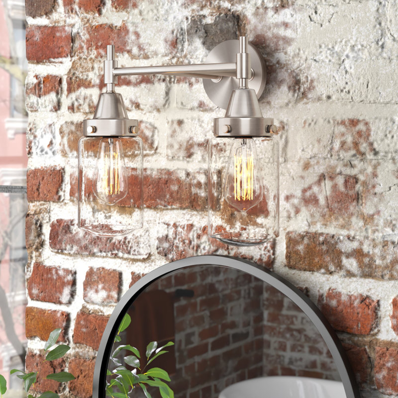 Éclairage pour meuble-lavabo à 2 lumières à intensité variable Gayle, Nickel satiné, Grainé