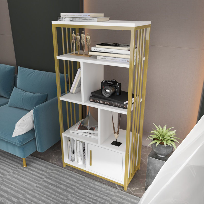 VALERO BOOKCASE, White/Gold