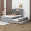 Wood Platform Bed With Storage LED Headboard And USB Charging Station, Bedframe With Trundle Bed And Drawers-113284192-119233073