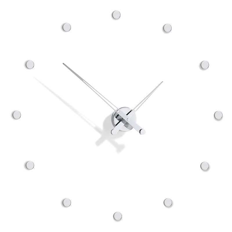 Metal Analog Wall Clock, Chrome/Black