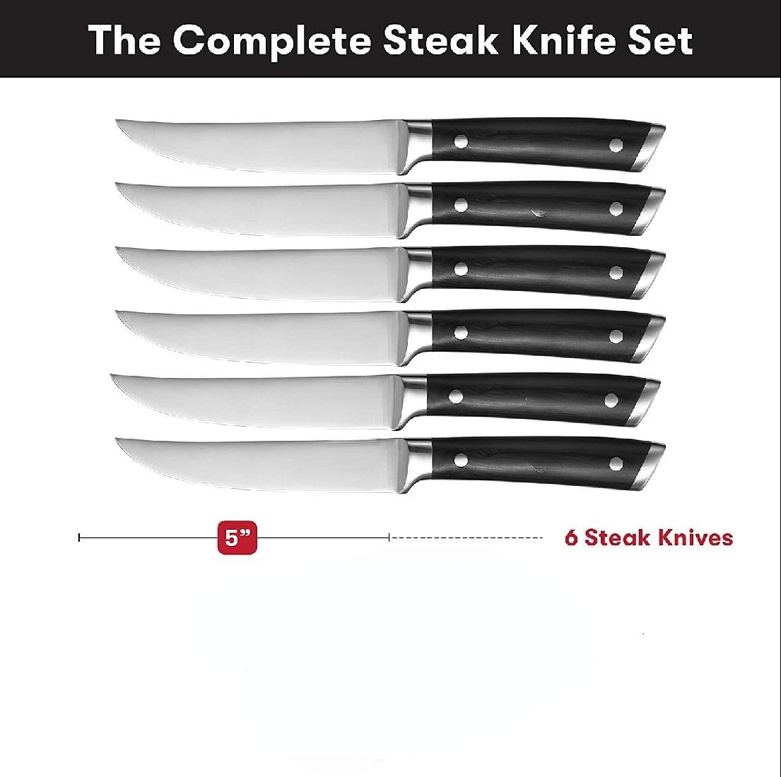 Viking Steakhouse Pakka Wood 6-Piece Steak Knife Set with Gift Box