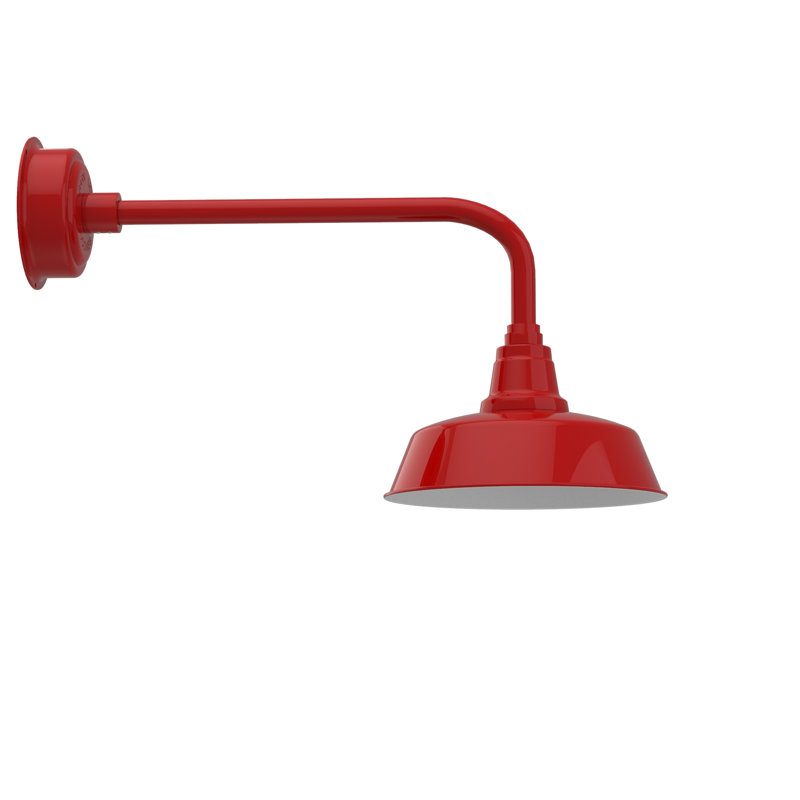 Luminaire de grange d’extérieur à del Vandervliet, Rouge cerise, 15.125" H x 28.25" W x 12.25" D