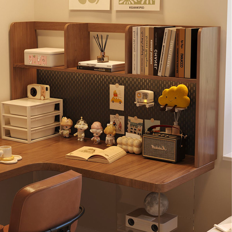 Bureau d'écriture en L en bois massif brun noisette, H 61,02 po x l 62,99 po x P 47,24 po, Retour à droite