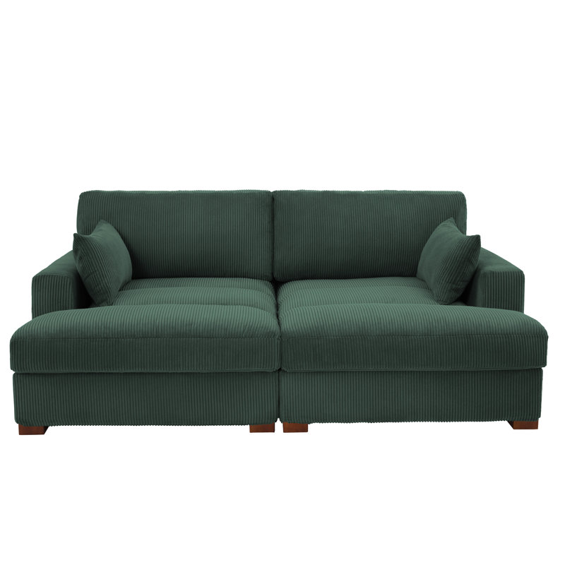 Bentura 210Cm Recessed Arms Modular Sleeper, Hunter Green