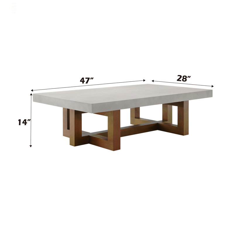 Keven Faux Concrete Top &  Finish Rectangular Coffee Table