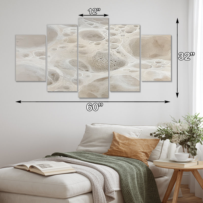 «Lunar Surface Landscape - Abstract Landscape Wall Art», ensemble de 5 pièces, H 32 po x l 60 po