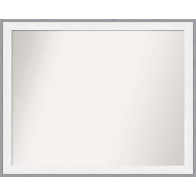 Miroir de salle de bain mural Maya, Argent blanc, 25,25 po x 31,25 po