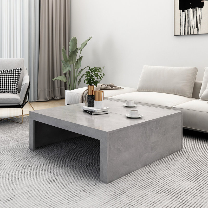 Aleyska Sled Coffee Table, Concrete Grey, 35cm H x 100cm W x 100cm D