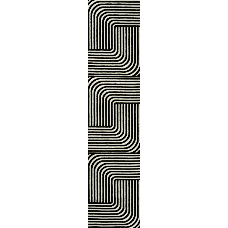 Tapis noir / blanc Odense, Tapis de couloir 2 pi x 8 pi