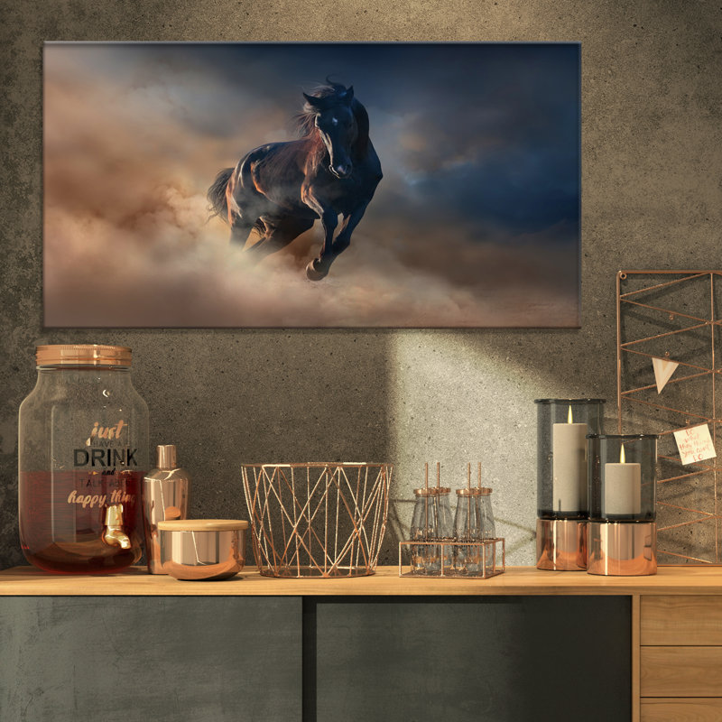 «Black Stallion Horse», reproduction de photo sur toile tendue, H 16 po x l 32 po x P 1 po