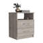 Table de chevet Olienza, deux tiroirs, une tablette, finition gris clair