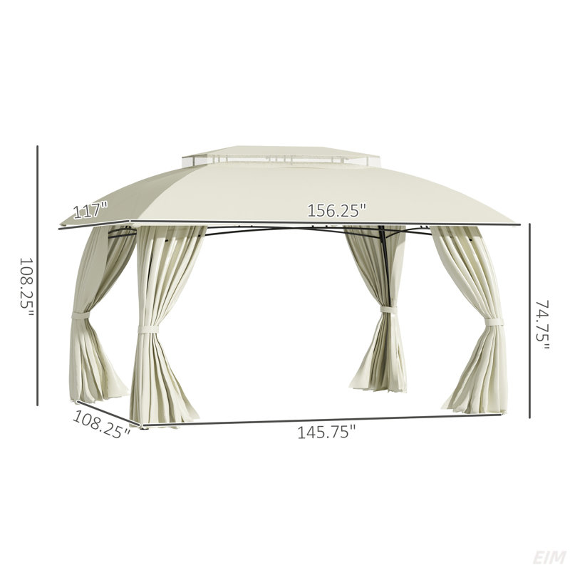 Patio Gazebo Canopy, Double Vented Roof, Steel Frame, Curtain Sidewalls, Outdoor Sun Shade Shelter For Garden, Lawn, Backyard, Deck (Canopy)