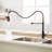 Commercial Black And Nickel Gold Kitchen Faucet With Pull Out Sprayer, Single Handle Singlaucet-117581048