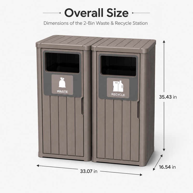 Outdoor Trash Can,Waterproof Resin Garbage Can