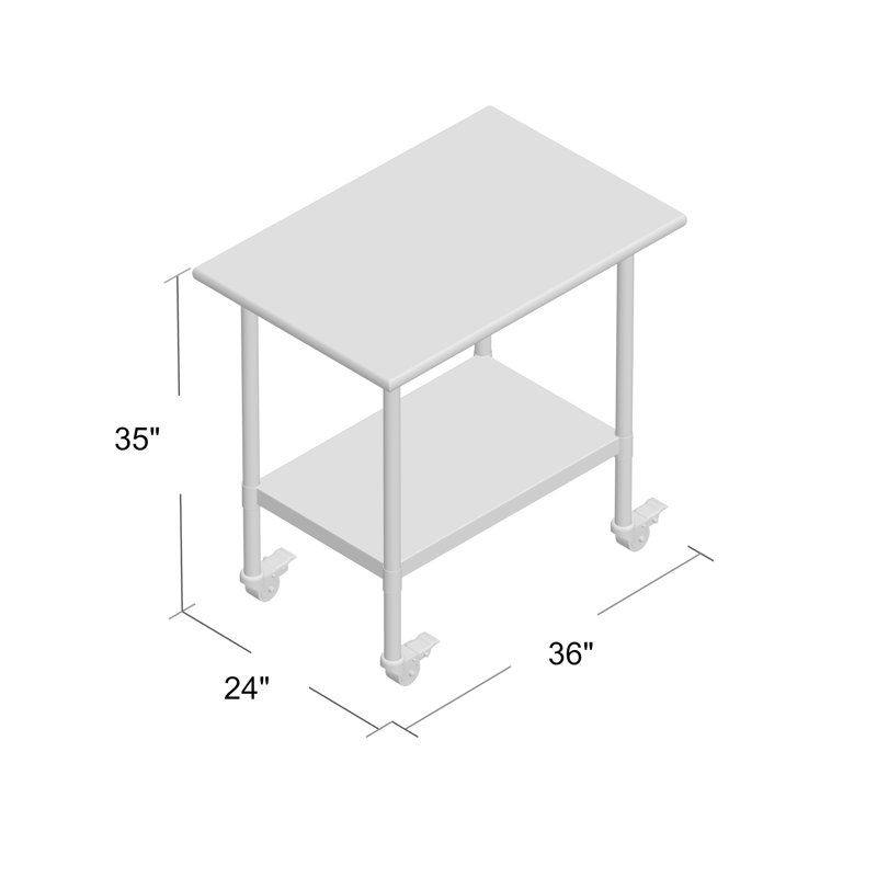 Établi à plateau en acier inoxydable Verndale, H 35 po x l 36 po x P 24 po