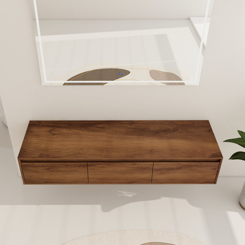  Fatmata  60" Wall-Mounted Bathroom Cabinet Storage, Brown