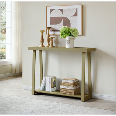 44 Inch Modern Wood Narrow Console Table with 2-Tier Storage Shelf for Entryway or Living Room, Slim Sofa Table for Hallway or Behind Couch - Lemon Pepper