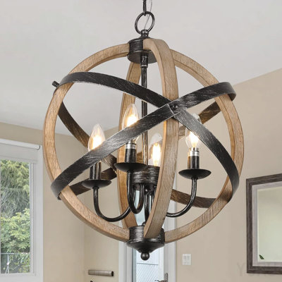 Luminaires de lustre de style campagnard? Luminaires de salle à manger à 4 lumières réglables en hauteur? Luminaires en bois rustique suspendus au plafond pour la cuisine, le salon, le couloir, la chambre à coucher, le vestibule du vestibule
