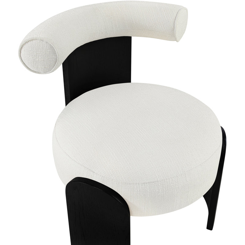 Fauteuil d'appoint Calder, Tissu crème texturé en lin, Noir
