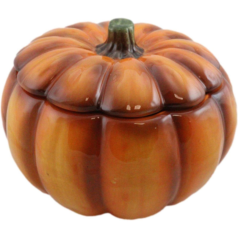 Ebros 6 po de diamètre pour maison et cuisine Gourmet Potage soupe de légumes ou bol de dessert avec couvercle Céramique décorative pour la fête d'Halloween citrouilles (1)
