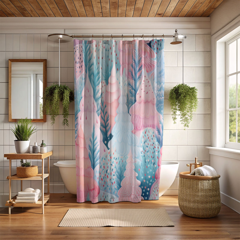 Rideau de douche Blue Flora - Premium, H 74 po x l 71 po