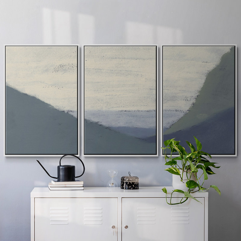 «Mute Coast II», reproduction sur toile flottante 3 pièces, H 40 po x l 78 po x P 2 po, Argent