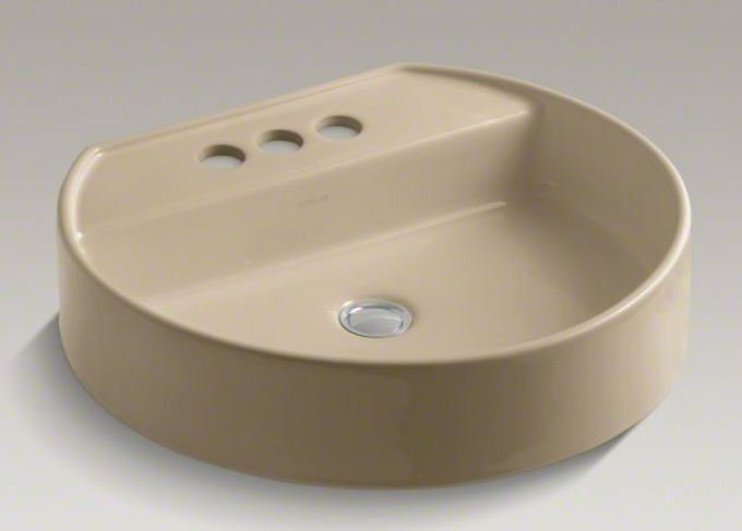 Chord Wading Pool Vessel Bathroom Sink, White, 4" Centers