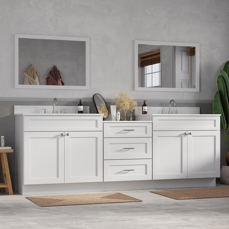  Dessus de meuble-lavabo double 72 po 84 po 96 po, 97", Blanc