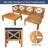 5-piece Acacia Wood Patio Sectional Set With Navy Blue Cushions-1501781324