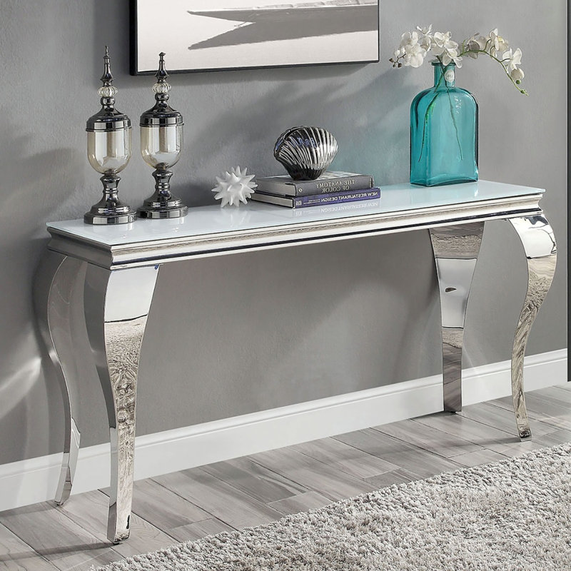 Table de canapé Glam Contemporary 1pc, Blanc