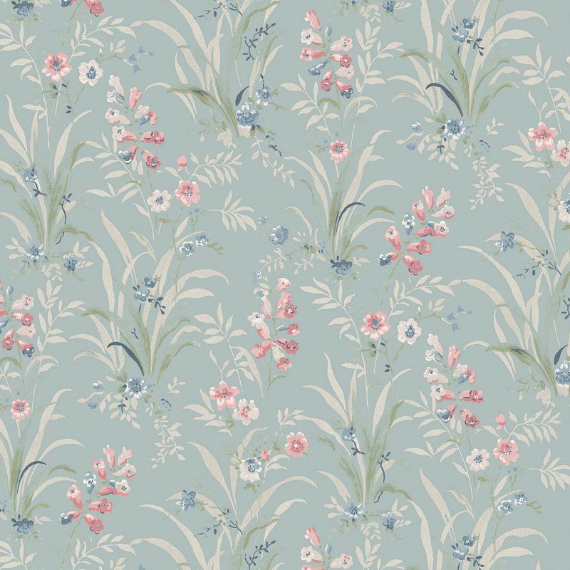 Secret Garden Floral Wallpaper Double Roll, Blue